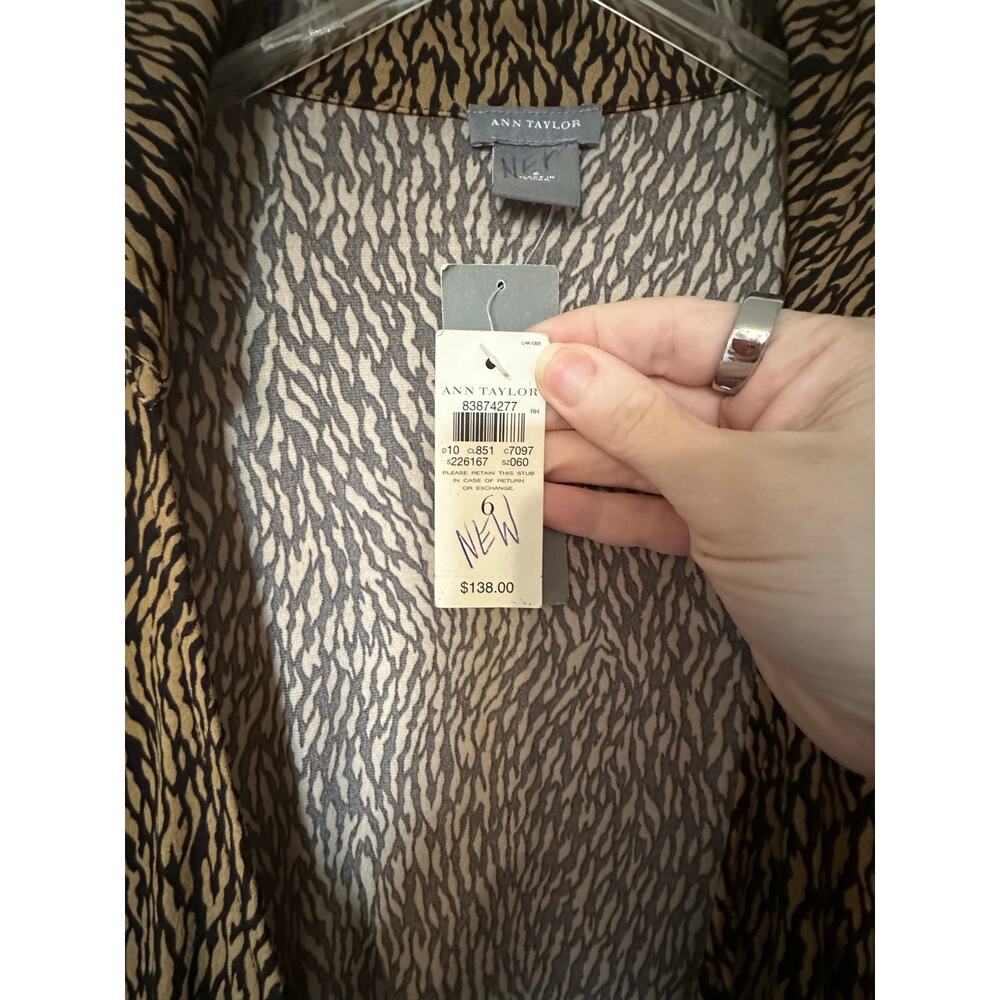 Ann Taylor Leopard Printed Waist Tie Wrap Dress Brown Women's Size 6 NWT $138 - Picture 9 of 11